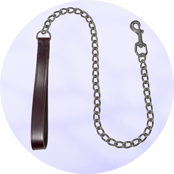 Audenham Brown English Bridle Leather and Stainless Steel Chain Lead 105cm/41