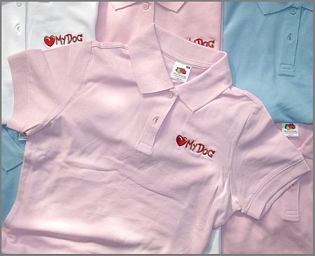 LuvMyDog Pink Embroidered Ladies Polo Shirt