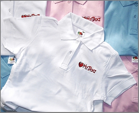 LuvMyDog White Embroidered Ladies Polo Shirt