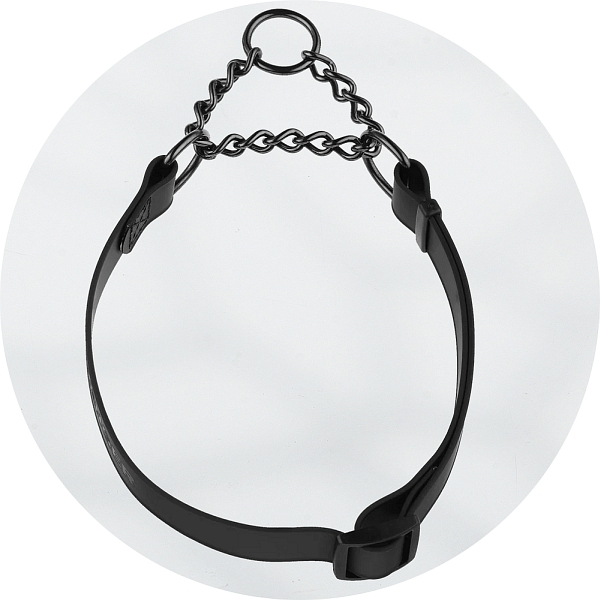 Herm Sprenger Black Biothane and Black Stainless Steel Adjustable Martingale Dog Collar 40-65cm