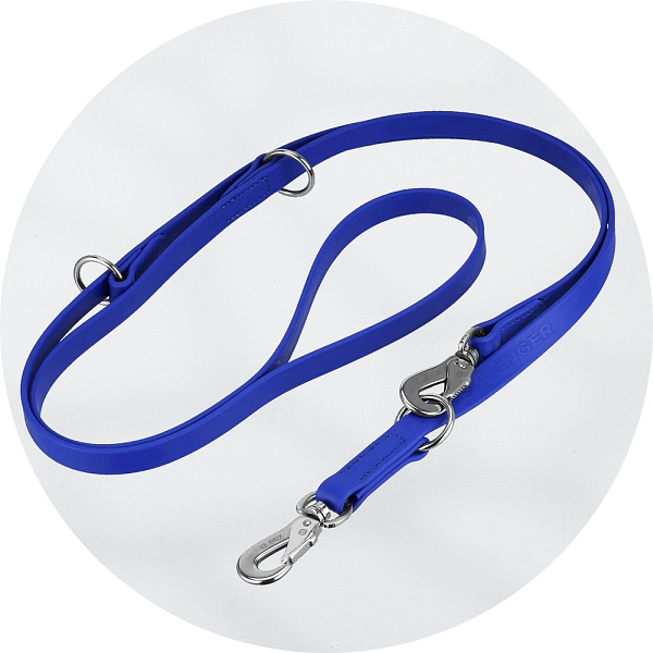 Herm Sprenger Blue Biothane and Stainless Steel 3 Way Adjustable Training Lead