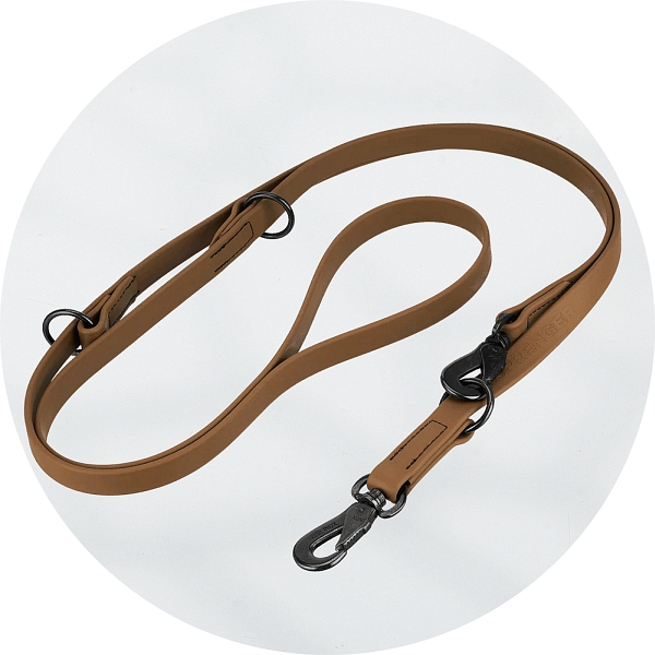 Herm Sprenger Coyote Brown Biothane and Black Stainless Steel 3 Way Adjustable Training Lead