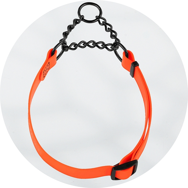 Herm Sprenger Orange Biothane and Black Stainless Steel Adjustable Martingale Dog Collar 40-65cm