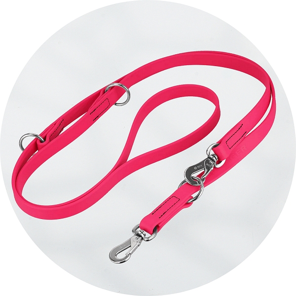 Herm Sprenger Pink Biothane and Stainless Steel 3 Way Adjustable Training Lead