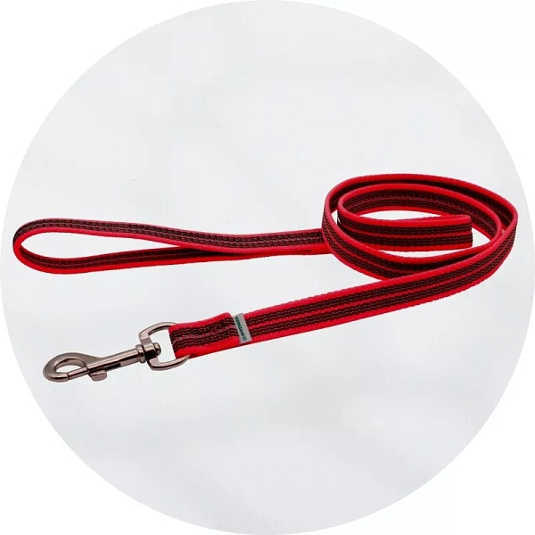 Herm Sprenger Red Reflective Rubberised Nylon Long Lead