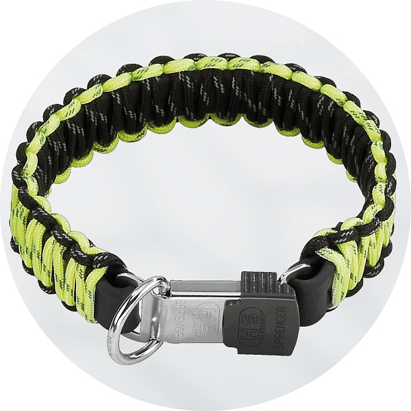 Herm Sprenger Black and Yellow Reflecting Paracord Braided Collar 30mm