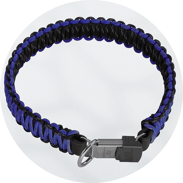 Herm Sprenger Black and Royal Blue Reflecting Paracord Braided Collar 30mm