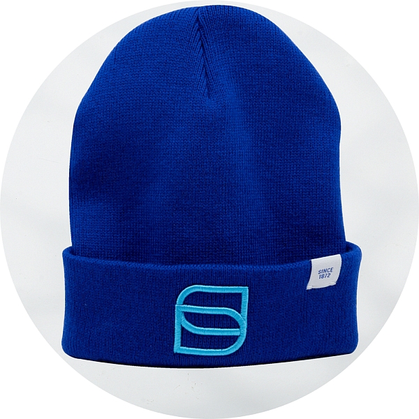 Herm Sprenger Knitted Beanie Blue With Light Blue Logo