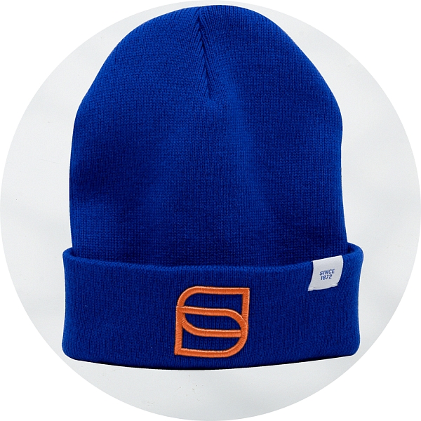 Herm Sprenger Knitted Beanie Blue With Orange Logo